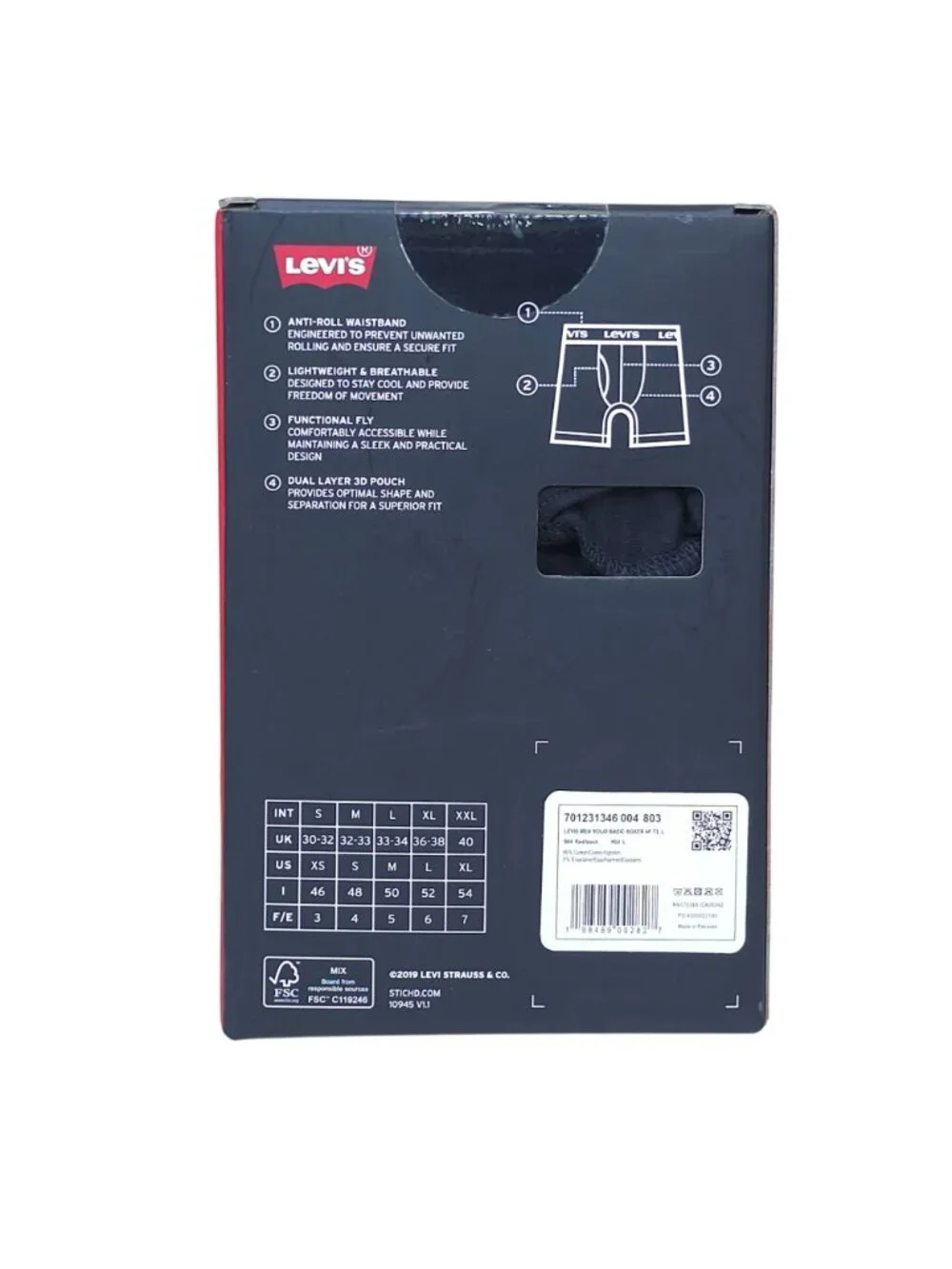 Levis Mens L 4-Pack Boxer Briefs Supportive Stretch Cotton Anti-Roll Waistband